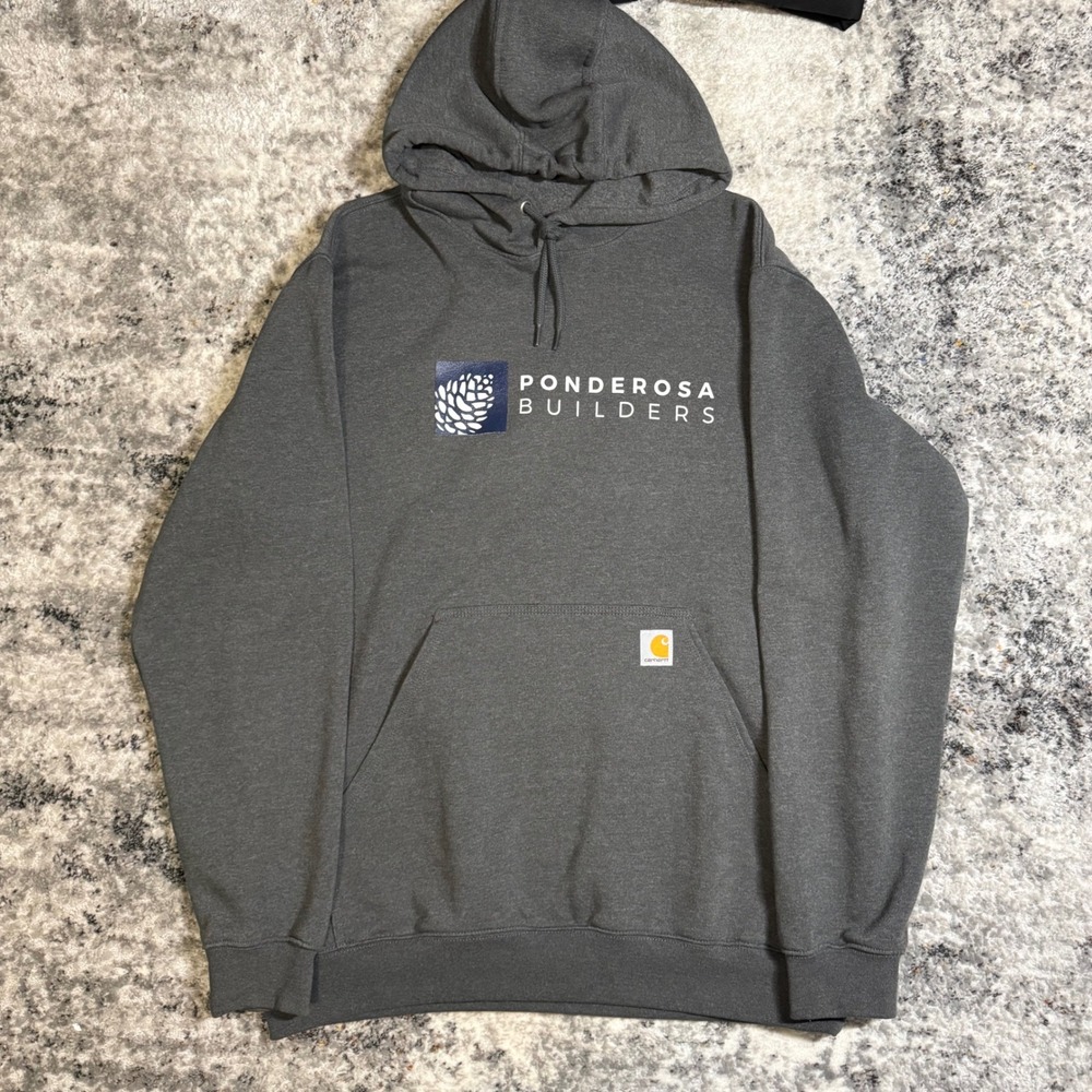 Carhartt Ponderosa Builders Mens Charcoal Gray Hoodie Sweatshirt‎ Size L